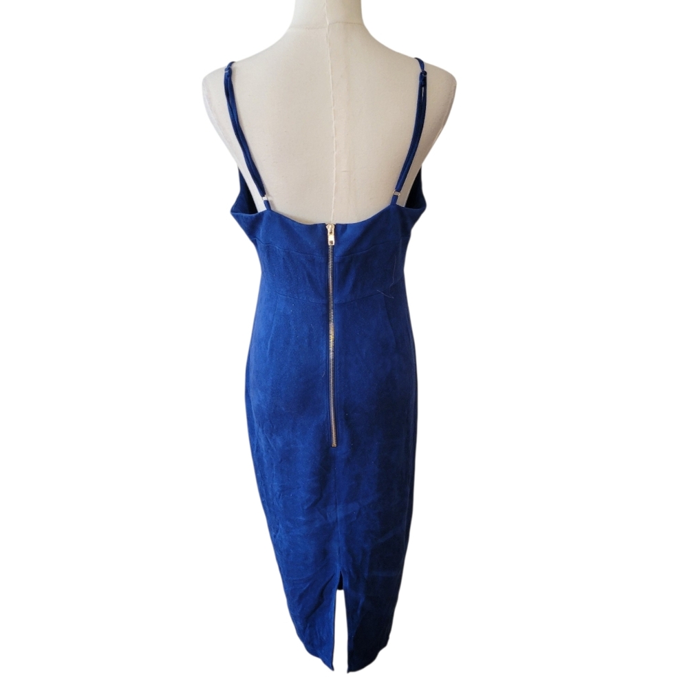 Lulu's Blue Faux Suede Midi Cocktail Dress Size Large - Picture 5 of 6